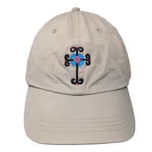 Cross Slideback Hat Tan One Size Embroidered Adjustable 6 Panel HTT